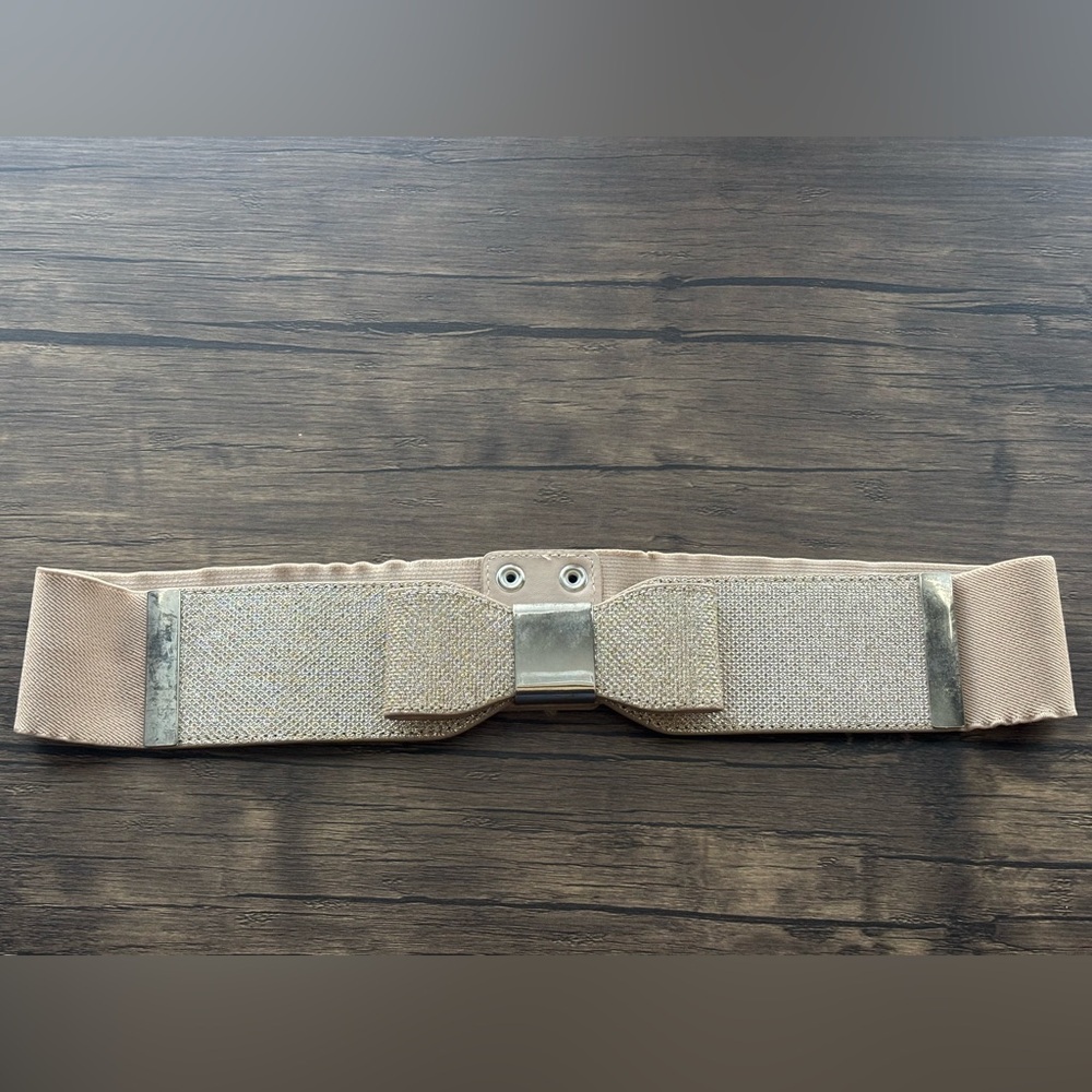 Express Nude Glitter Bow Stretch Belt